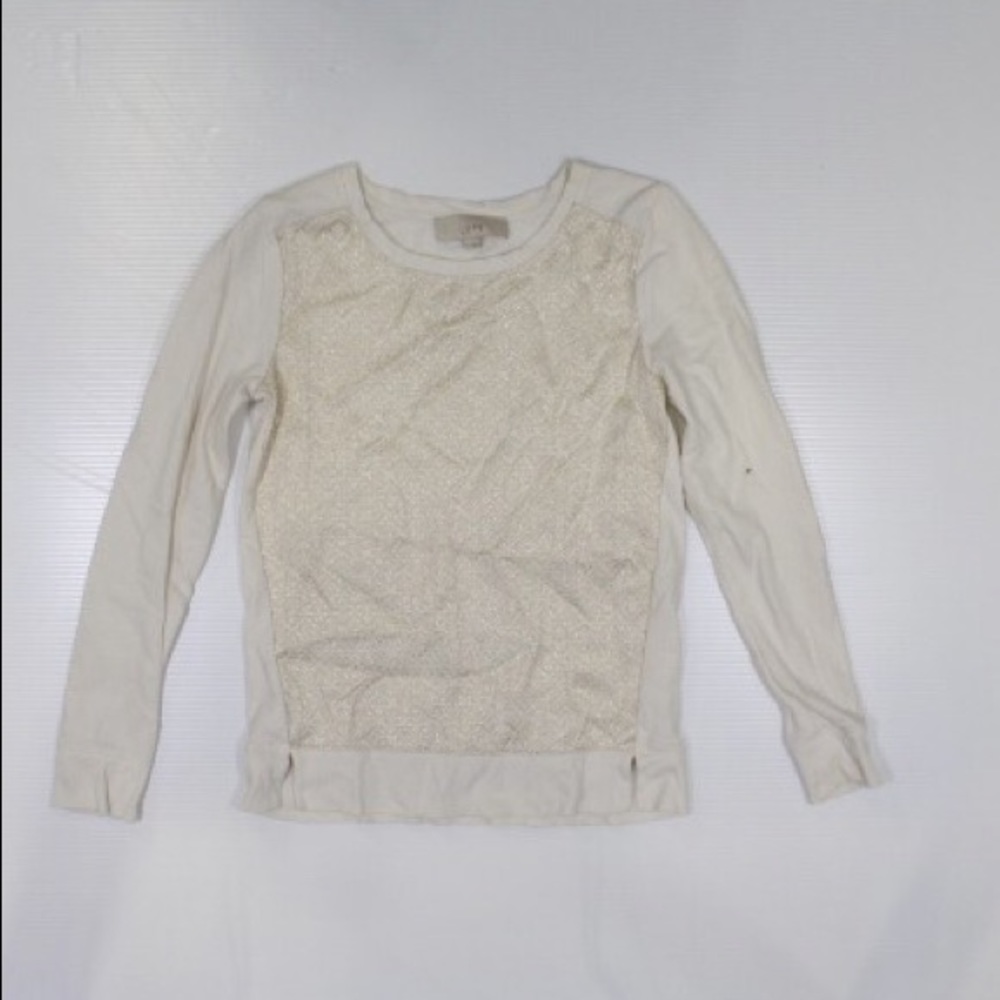 Ann Taylor | Lace Front Long Sleeve Shirt
